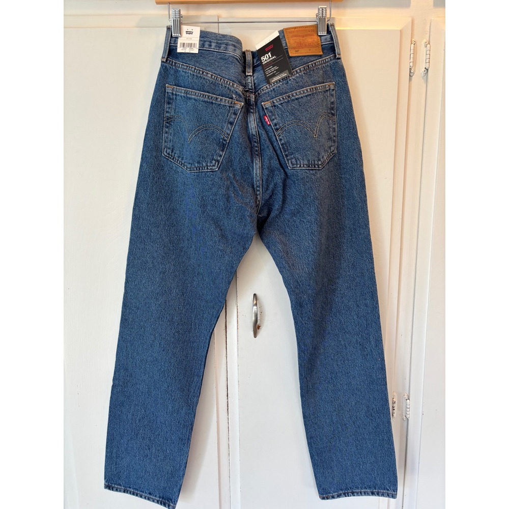 Levis 501 Original High Rise Straight Leg Jeans Medium Wash 27x30 New - Picture 2 of 10